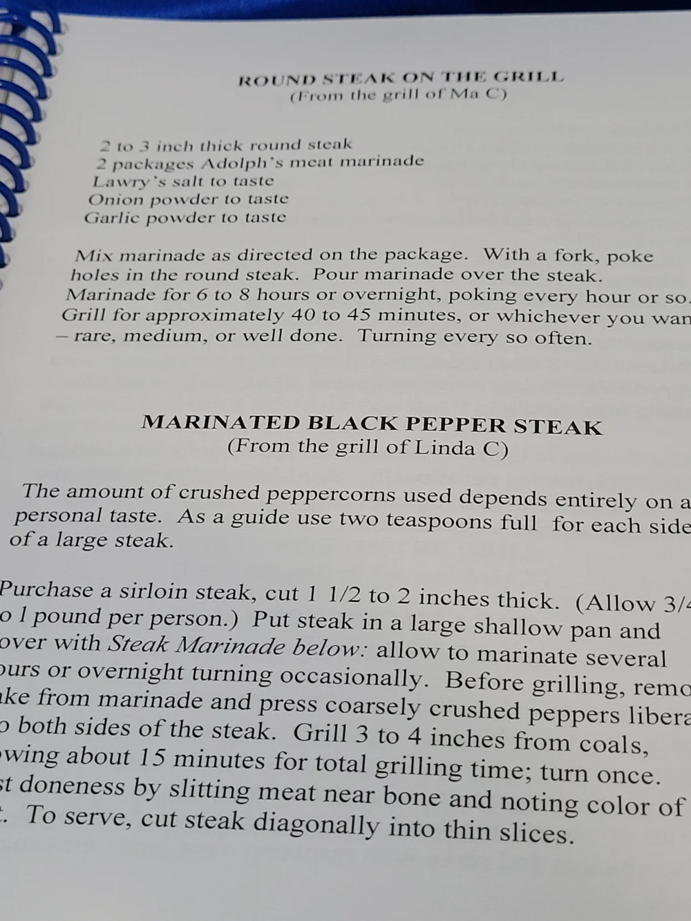 Ma Corley's Kitchen Blue Spiral Recipe Book